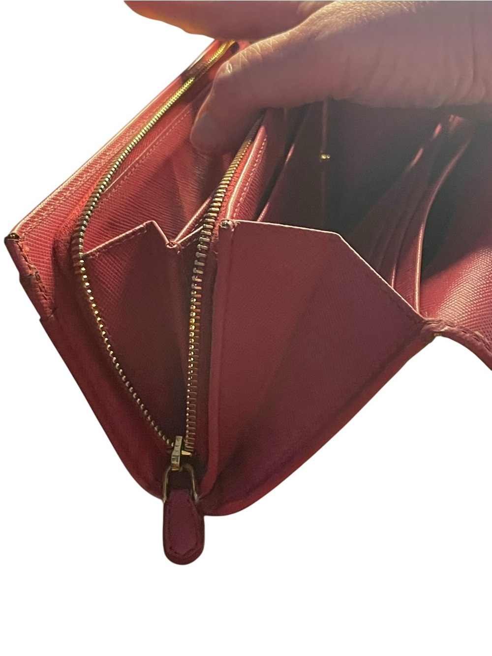 PRADA Red Saffiano Leather Long Flap Continental Wallet Gold Hardware - Picture 10 of 12
